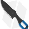 TOPS Knives Key-D Knife Blue Cord Wrapped Fixed Blade (3.5" Black Plain)